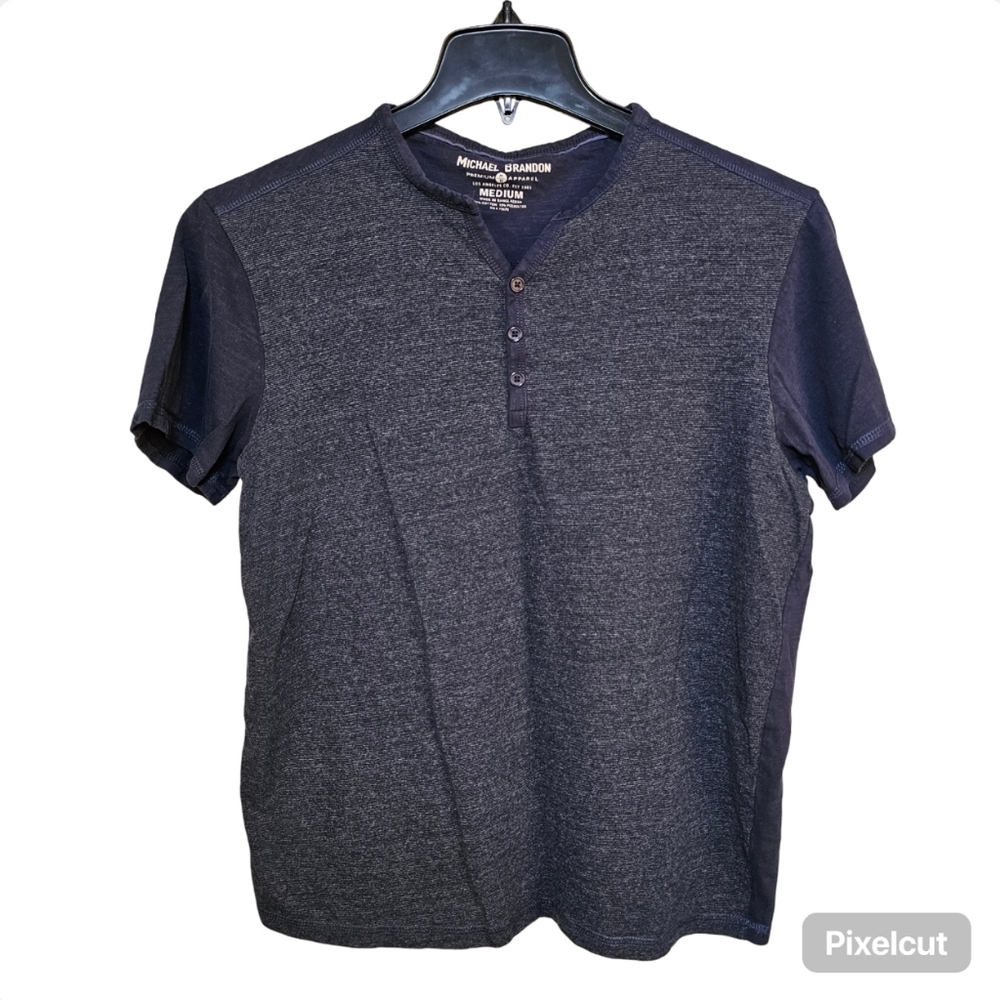 Michael Brandon navy blue men cotton blend short sleeve t-shirt size M US